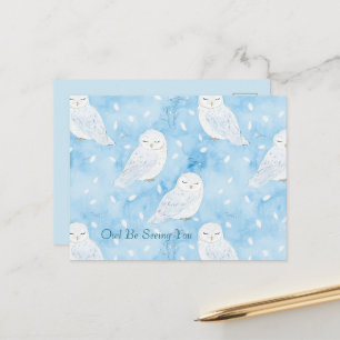 Blauw Witte Uilen Briefkaart