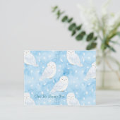 Blauw Witte Uilen Briefkaart (Staand voorkant)