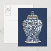 Blauw & Witte Vaas van Porcelain door Visual Studi Briefkaart (Voorkant / Achterkant)