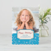 Blauw Witte Vakantie Spiraal Foto Sjabloon (Staand voorkant)