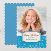 Blauw Witte Vakantie Spiraal Foto Sjabloon (Voorkant / Achterkant)