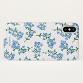 Blauw Witte Vergeet-mij-nietje Bloemmotief Case-Mate iPhone Case (Achterkant (horizontaal))