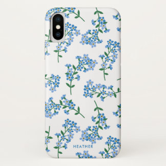 Blauw Witte Vergeet-mij-nietje Bloemmotief Case-Mate iPhone Case