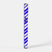 Blauw Witte Verticale Strepen Patroon iPhone 15 Case (Rechterkant)