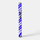 Blauw Witte Verticale Strepen Patroon iPhone 15 Case (Linkerkant)