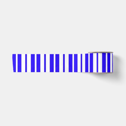 Blauw Witte Verticale Strepen Patroon Satijnen Lint (Voorkant)