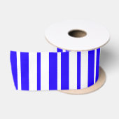 Blauw Witte Verticale Strepen Patroon Satijnen Lint (Spoel)