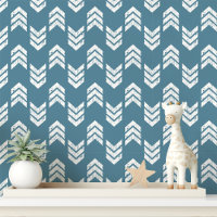 Blauw Witte Vervaaide Chevron Pijl Patroon