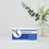Blauw witte vervagen schaar visitekaartjes (Staand voorkant)