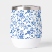 Blauw Witte Vintage Bloem Motief (Achterkant)