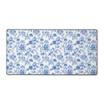Blauw Witte Vintage Bloem Motief 