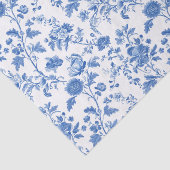 Blauw Witte Vintage Bloem Motief Tissuepapier (Detail)