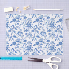 Blauw Witte Vintage Bloem Motief Tissuepapier