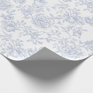 Blauw witte vintage bloem seamless patroon cadeaupapier