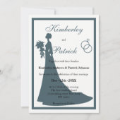 Blauw-witte vintage bruid Silhouet Bruiloft Kaart (Voorkant)