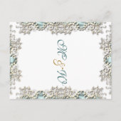 Blauw witte vintage filigree foto aankondigingskaart (Achterkant)