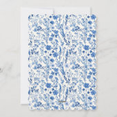 Blauw-witte vintage kerstkaart met bloemen (Achterkant)