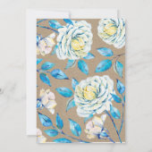 Blauw Witte Vintage Kraft Roos Bruiloft Tafelnumme Kaart (Achterkant)