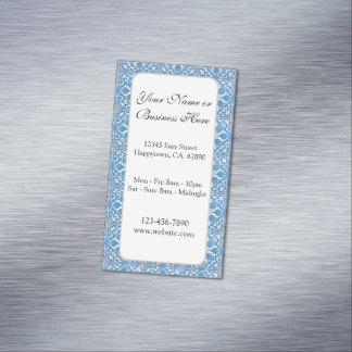 Blauw Witte Vintage Tegelpatroon Custom Magnetisch Visitekaartje