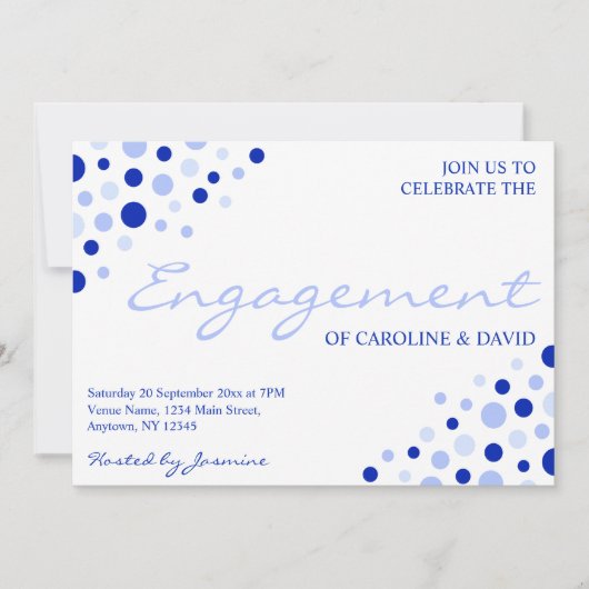 Blauw Witte Vlek Patroon Informele Engagement Part Kaart (Voorkant)
