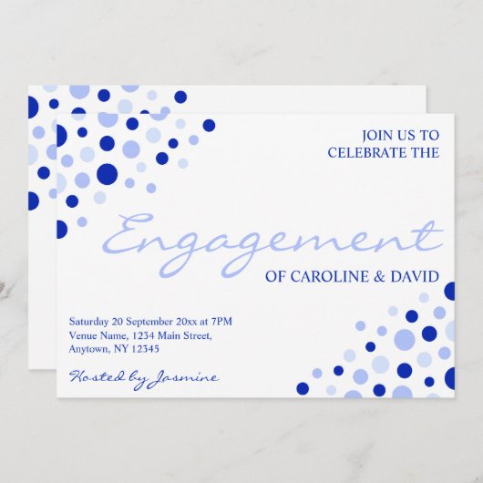 Blauw Witte Vlek Patroon Informele Engagement Part Kaart (Voorkant / Achterkant)
