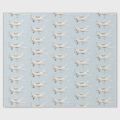 Blauw-witte vliegtuigen cadeaupapier (Vlak)