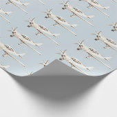 Blauw-witte vliegtuigen cadeaupapier (Hoek)