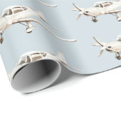 Blauw-witte vliegtuigen cadeaupapier (Rol Hoek)