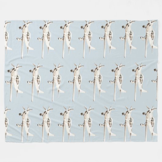 Blauw-witte vliegtuigen fleece deken (Voorkant (Horizontaal))