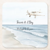 Blauw-witte vliegtuigen kartonnen onderzetters (Voorkant)