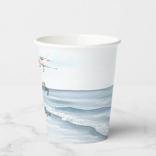 Blauw-witte vliegtuigen papieren bekers (Links)