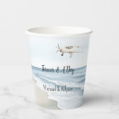 Blauw-witte vliegtuigen papieren bekers (Voorkant)