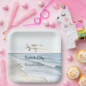 Blauw-witte vliegtuigen papieren bordje (Feest)