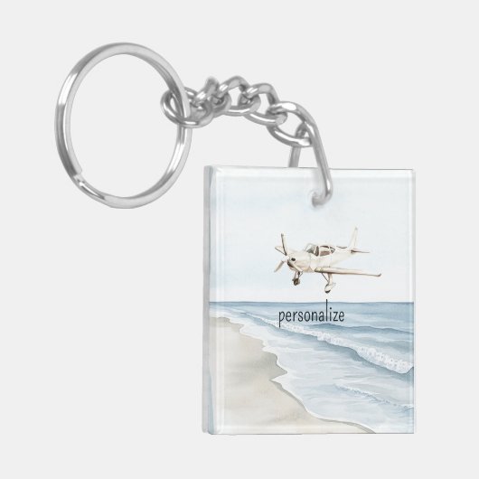 Blauw-witte vliegtuigen sleutelhanger (Voorkant Links)