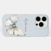 Blauw Witte Vlinder Bloemen Case-Mate iPhone Case (Achterkant (horizontaal))