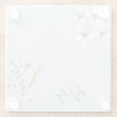  Blauw Witte Vlinder Bloemen Glazen Onderzetter (Achterkant)