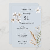  Blauw Witte Vlinder Bloemen Verjaardag Kaart (Voorkant / Achterkant)