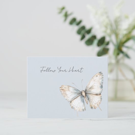 blauw witte vlinder briefkaart (Staand voorkant)