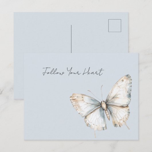  blauw witte vlinder briefkaart (Voorkant / Achterkant)