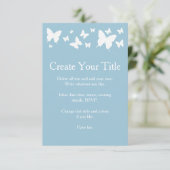 Blauw-witte vlinder huwelijksuitnodiging kaart (Staand voorkant)