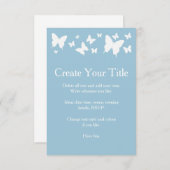 Blauw-witte vlinder huwelijksuitnodiging kaart (Voorkant / Achterkant)