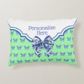  Blauw Witte Vlinderboog Gepersonaliseerd Accent Kussen (Voorkant)