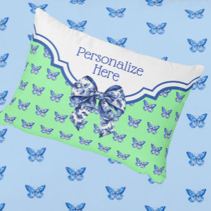  Blauw Witte Vlinderboog Gepersonaliseerd Accent Kussen