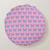 Blauw Witte Vlinderboog Gepersonaliseerd Rond Kussen (Achterkant)
