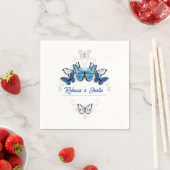 Blauw-witte vlinders Moderne Boho servetten (Insitu)