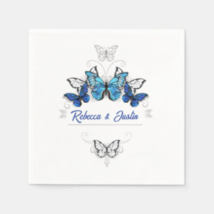 Blauw-witte vlinders Moderne Boho servetten