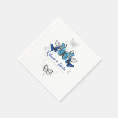 Blauw-witte vlinders Moderne Boho servetten (Hoek)