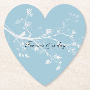 Blauw Witte Vogel Takken Kartonnen Onderzetters