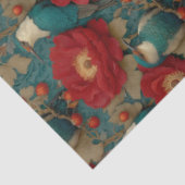  Blauw Witte Vogels Botanische Jade Bloemen Tissuepapier (Detail)