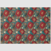  Blauw Witte Vogels Botanische Jade Bloemen Tissuepapier (Voorkant)